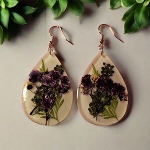 Elegant Purple Floral Teardrop Earrings